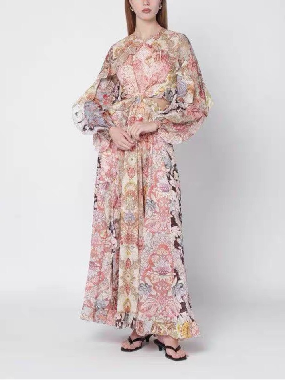 Designer-style Daylight Billow Maxi Dress in Blush Multi-New